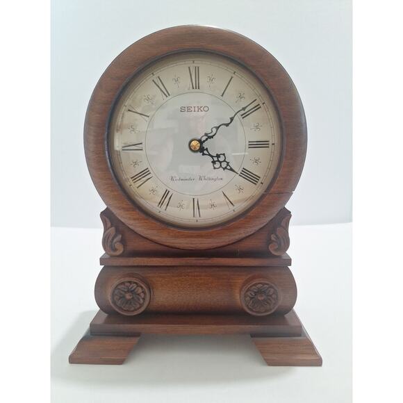 Seiko Westminster Whittington Mantel Clock Wood Case 10.5” Vintage Chiming Decor - Picture 1 of 9